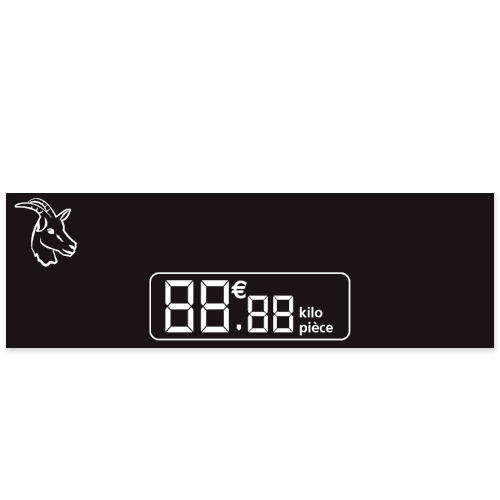 Étiquette pour vitrine format long modèle noir chèvre