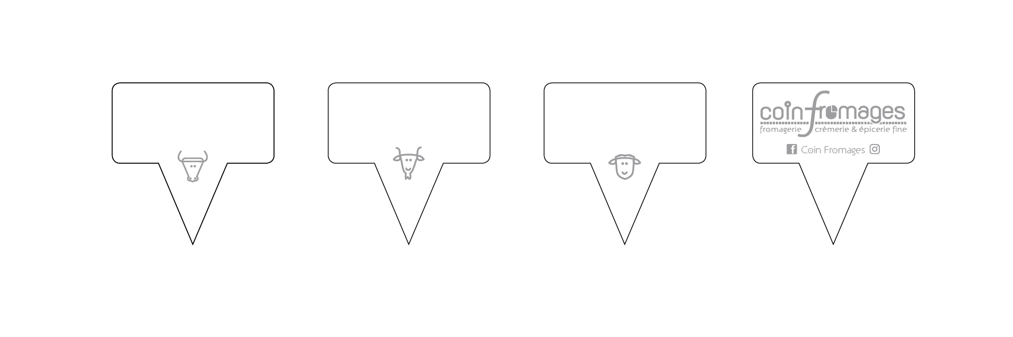 Visuels pics plateaux blancs personnalisés avec tête de l'animal au recto et coordonnées au verso