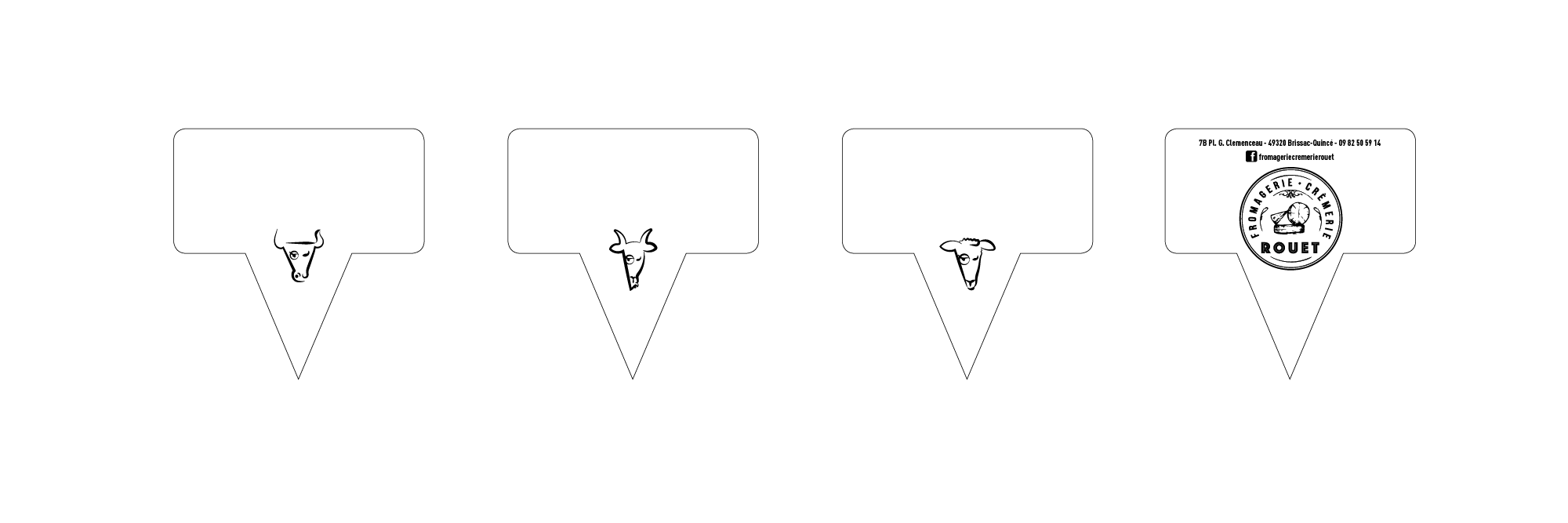 Visuels pics plateaux blanc personnalisés avec tête de l'animal au recto et coordonnées au verso